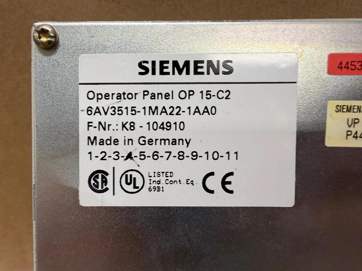 Used Siemens 6AV3515-1MA22-1AA0 OP 15-C2 Operator Panel
