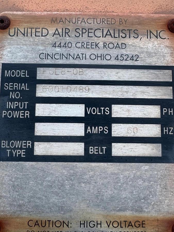 Used United Air Specialist FJL8-0B 8-Cartridge Dust Collector
