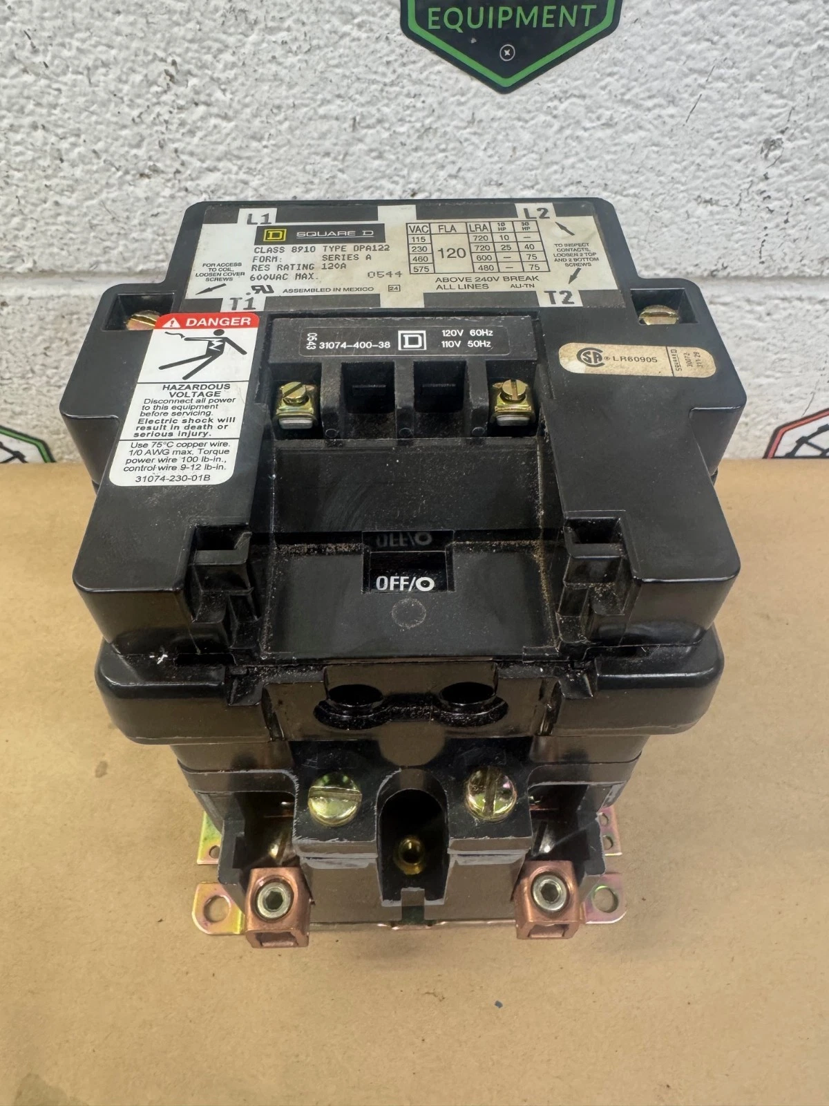 Used Square D 8910 DPA122 Definite Purpose Contactor, 600VAC, 120 FLA