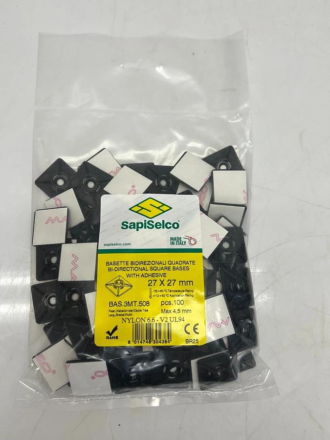 Used SapiSelco BAS.3MT.508 27x27mm Bi-Directional Square Bases w/ Adhesive (Lot of 2)