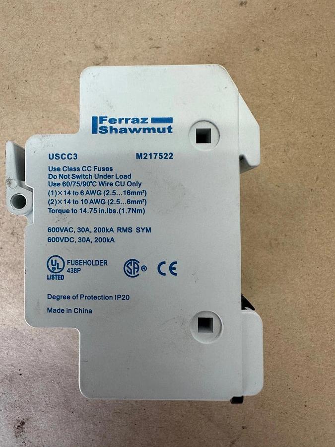 Used Ferraz Shawmut USCC3 3 Pole Ultrasafe, 600V 30A