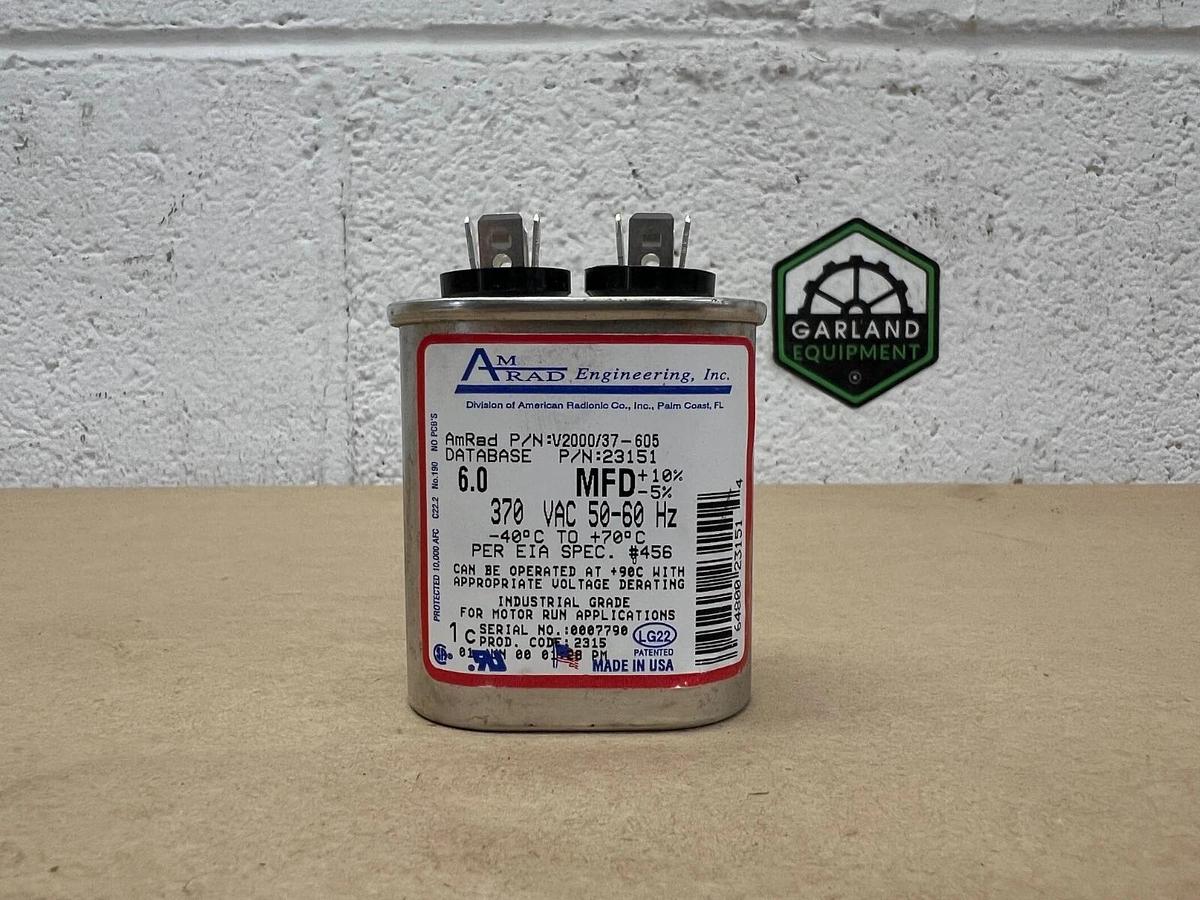 Used Amrad Engineering 6 MFD 370V, 50-60Hz ,Run Cap V2000/37-605