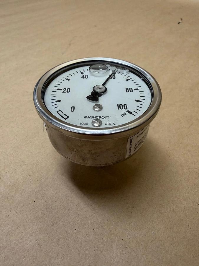 Used Ashcroft 1008 Pressure Gauge, 0-100psi