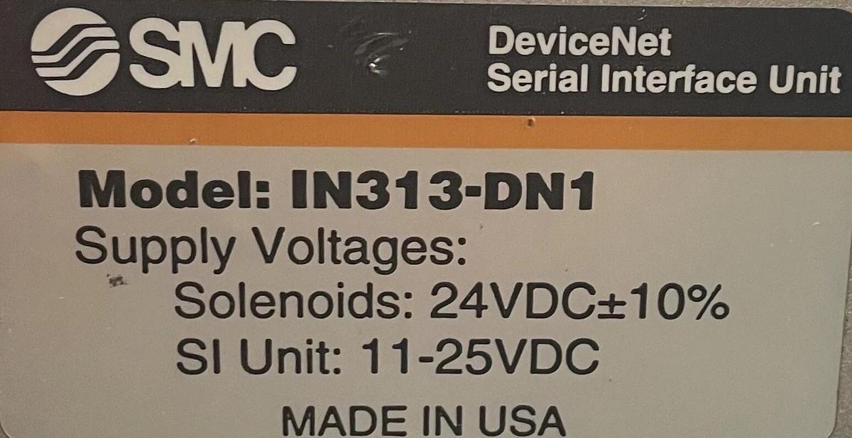 Used SMC IN313-DN1 Serial Interface Unit w/ 5 Solenoid Valves