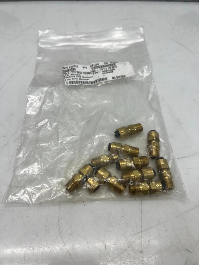Used Parker 63033294 Poly-Tite Connector 1/4T X 1/8 NPTF - Lot of 10 pcs