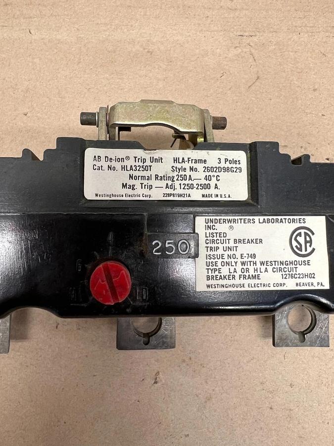 Used Westinghouse HLA3250T 3 Pole Circuit Breaker Trip Unit