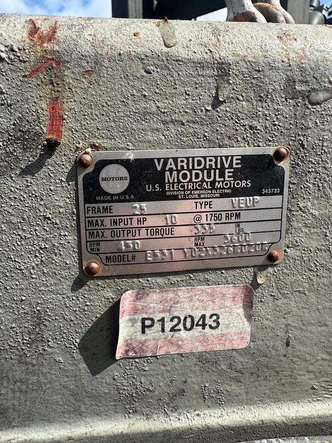 Used U.S. Electrical Motors 10Hp @ 1750Rpm Varidrive Module w/ 7.5Hp Motor @1745Rpm