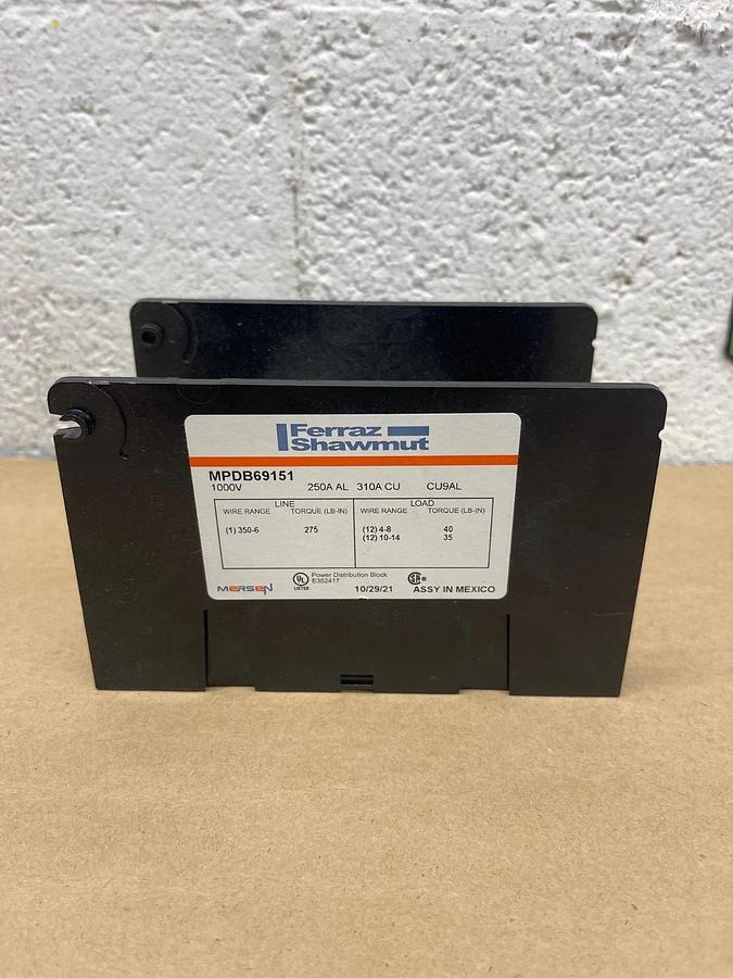 Mersen Ferraz Shawmut MPDB69151 Distribution Block 1000V, 250-310A *NEW*