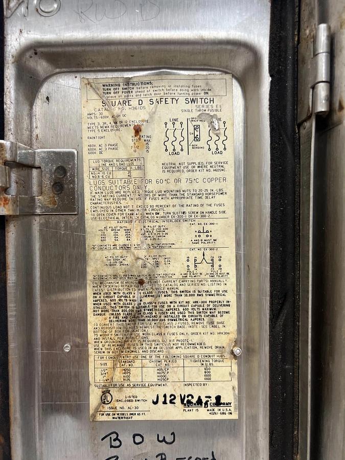 Used Square D H36IDS Safety Switch 30 A