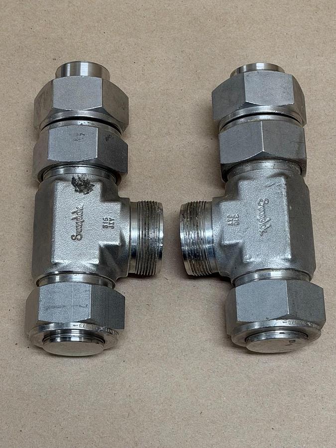 Used Swagelok SS-1610-3TTM 1”x1”x1” NPT Branch T - Lot of 2