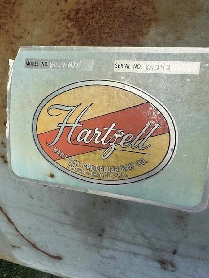 Used Hartzell Fan VA29-BD, 29” Inline Axial Fan, Elektrim 20Hp Motor @ 1775RPM, 575V