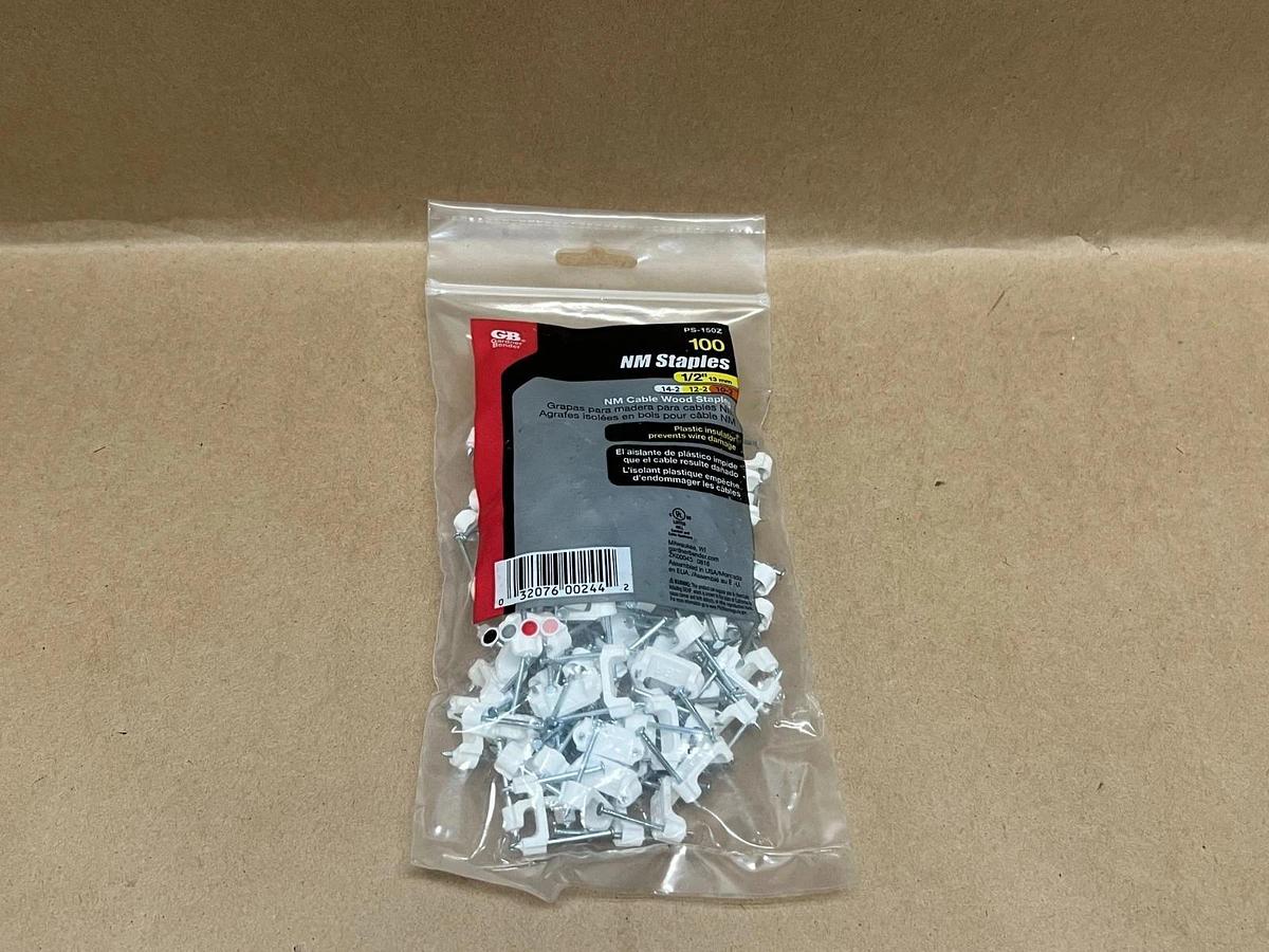 Used Gardner Bender PS-150Z 100pc, 1/2" NM Cable Wood Staples - Lot of 3