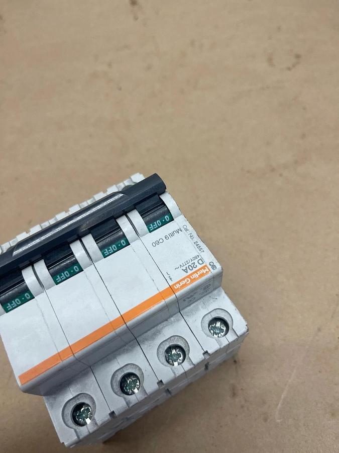 Used Merlin Gerin 24557 Circuit Breaker, 20 A, Multi 9 C60, 4 Pole, 480Y/277V