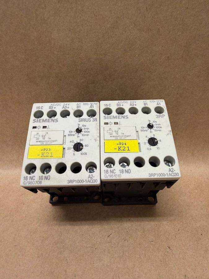 Used Siemens 3RP1000-1AQ30 Timing Relay - Lot of 2