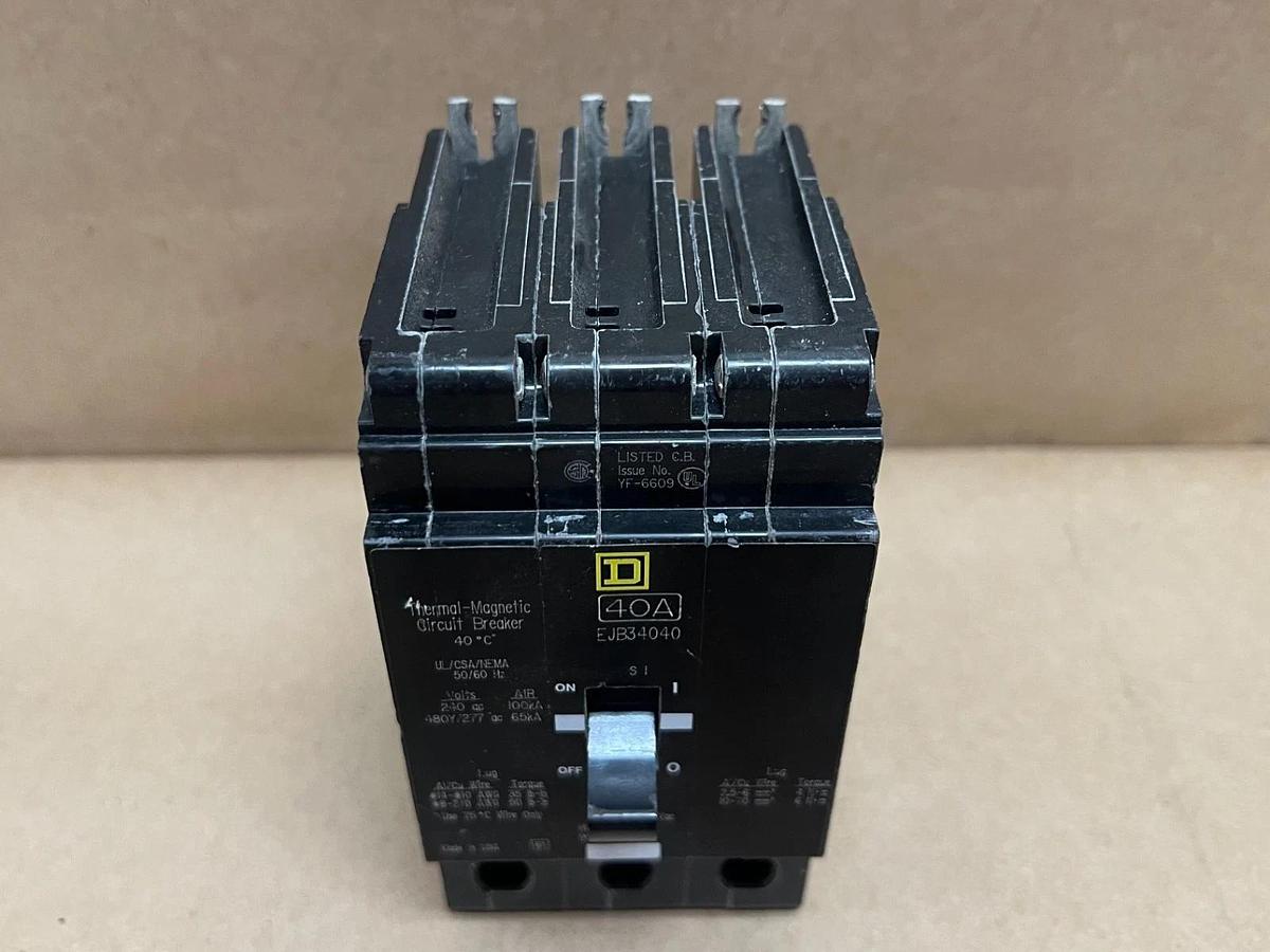 Used Square D EJB34040 Thermal-Magnetic 40A, 3 Pole Circuit Breaker