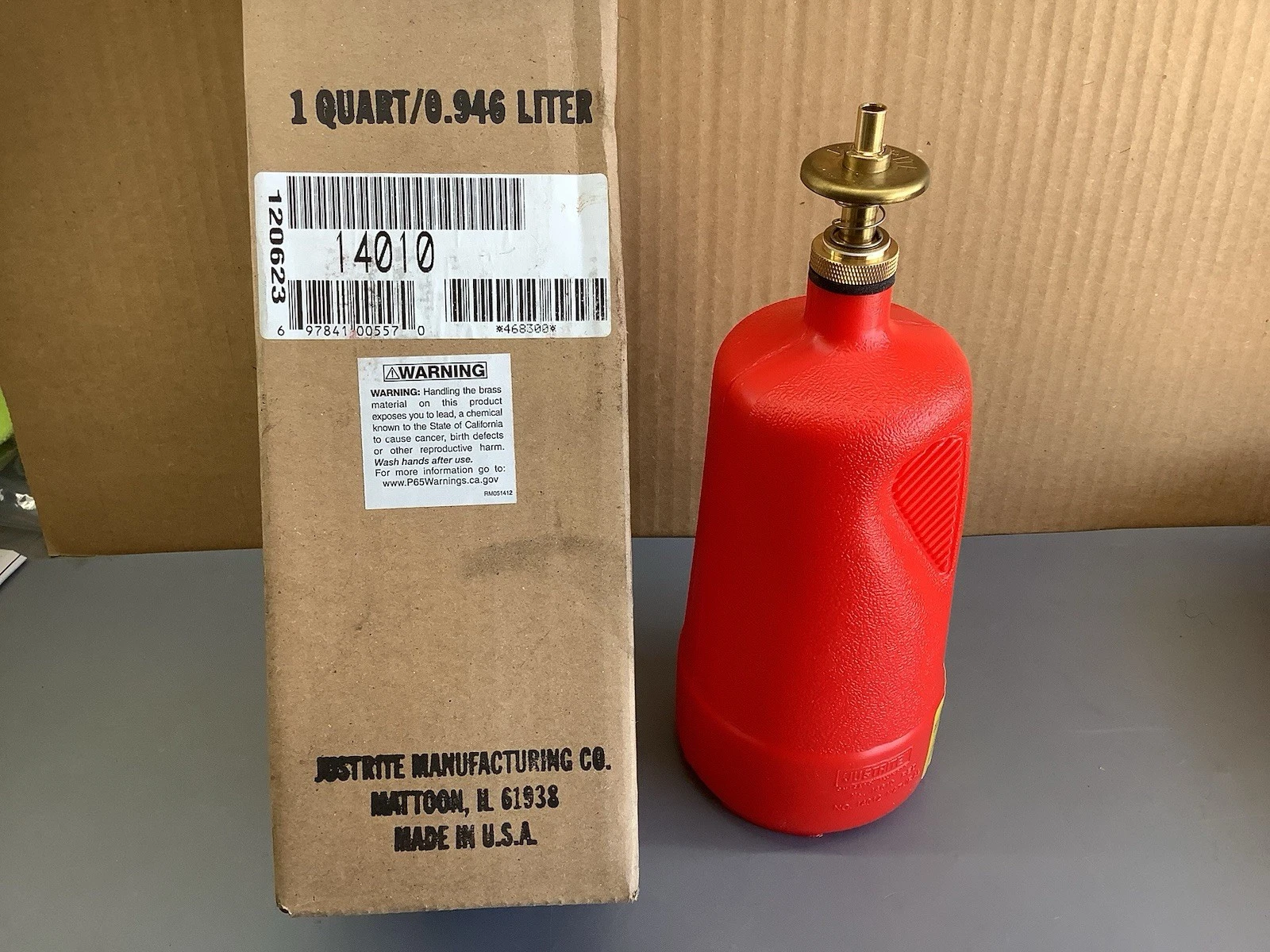 Justrite 14010 Polyethylene 1 Quart Dispensing Safety Can Red for sale online