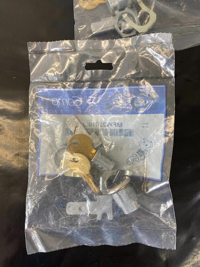 Used Comp X MFW23010-217 Stock Locks (Drawer Locks) Keyed Alike SS Finish - Lot of 4