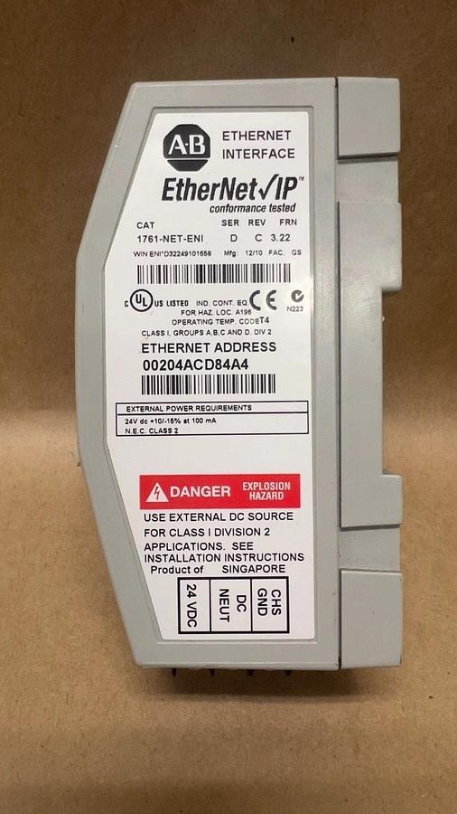 Used Allen Bradley 1761-NET-ENI Ser D Ethernet Interface