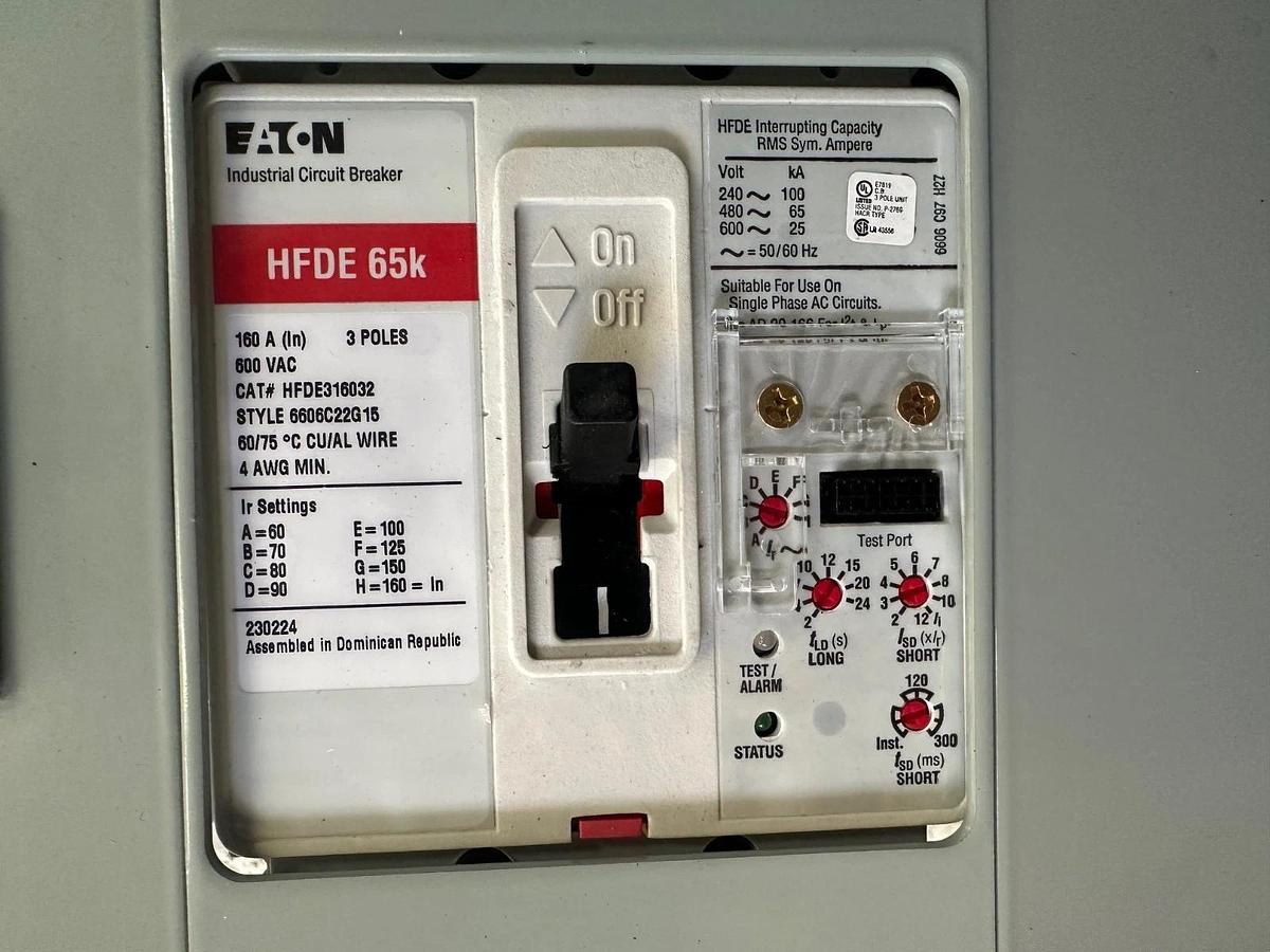 Used Eaton POW-R-Line PRL3A Panel Board, w/ HFDE316032 HFDE 65K 160A Main Breaker