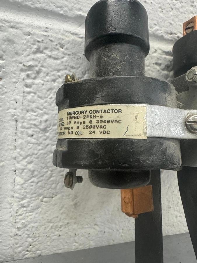 Used MDI 100NO-24DH-6 Mercury Relay (Lot of 2) 24VDC, 10A @ 3500VAC, 15A @ 2500VAC
