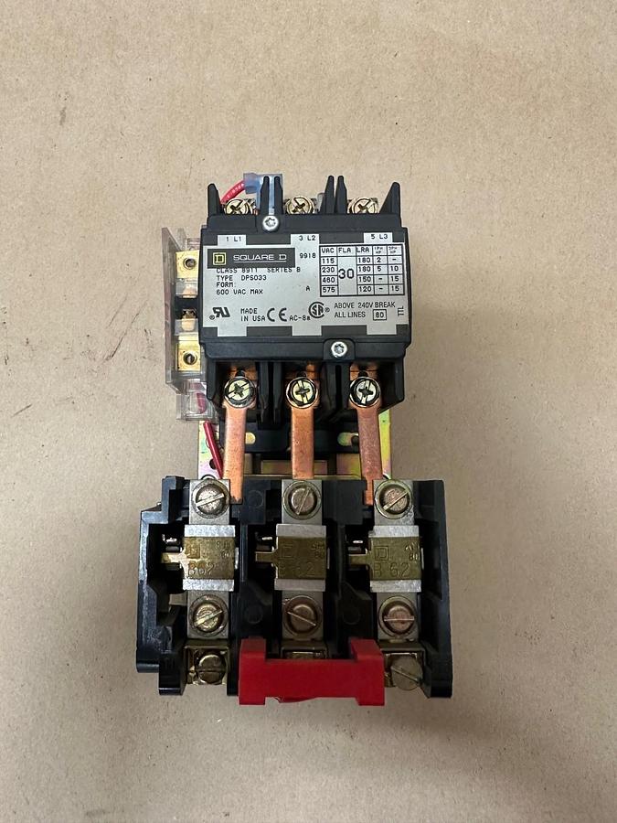 Used Square D 8911DPSO33V02 NEMA Starter, 600v-Max Series B