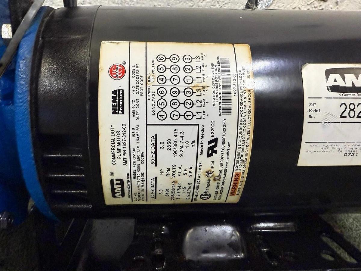 Used AMT 282M-95 Cast Iron Self Priming Centrifugal Pump w P63FKP-1648 Pump Motor 3Hp