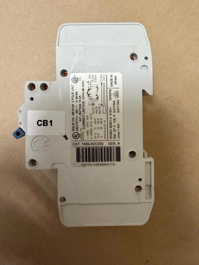 Used Allen Bradley 1489-A2C050 5A 2 Pole Circuit Breaker