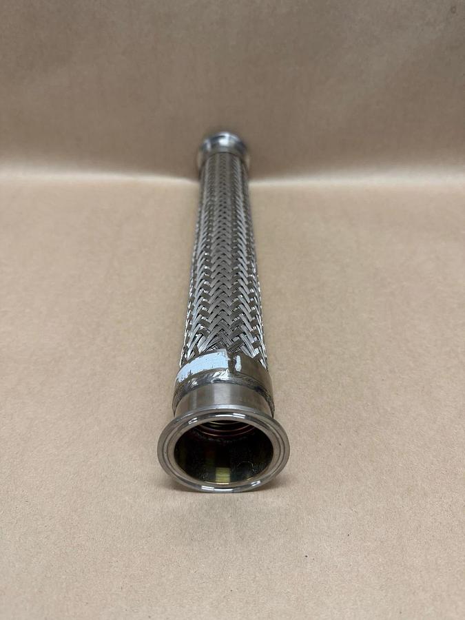 Used Stainless Steel Braided Flex Hose 1-3/4” Diameter, 16-1/4” Length