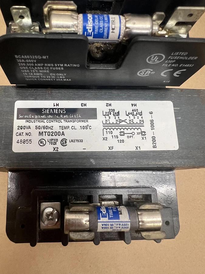 Used Siemens MT0200A Industrial Control Transformer, 200VA, 50/60Hz