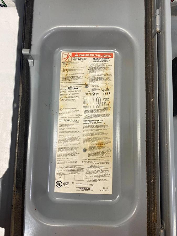 Used Square D HV363AWK Heavy Duty Safety Switch A:100 50/60Hz