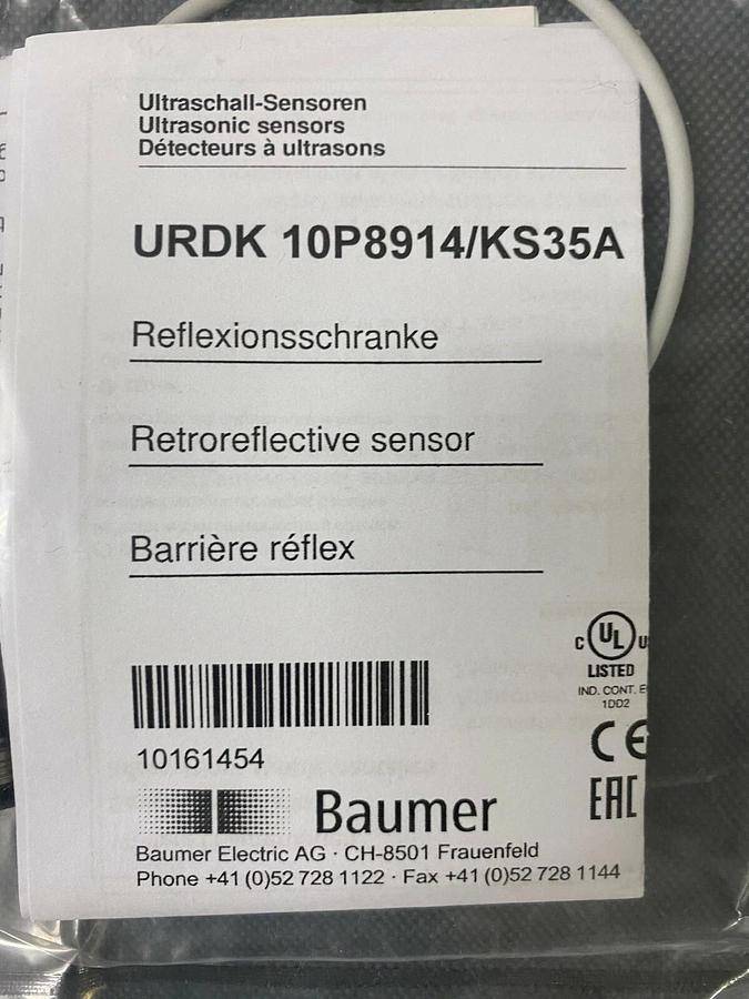 Used Baumer URDK 10P8914/KA35A Miniature Ultrasonic Retro-Reflective Sensor