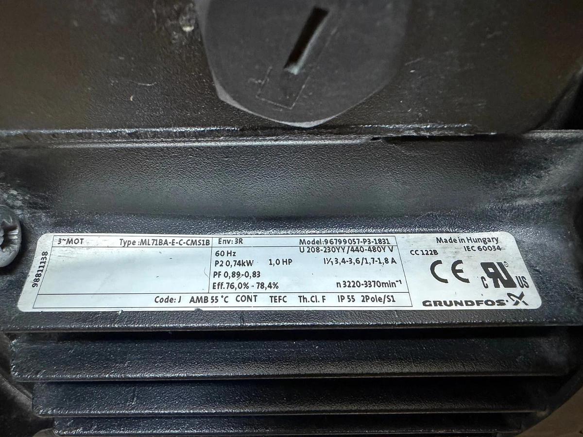 Used GRUNDFOS A-97568429-P2-1849 CM 5-2 A-S-G-E-AQQE E-A-A-N Horiz. End-Suction Pump