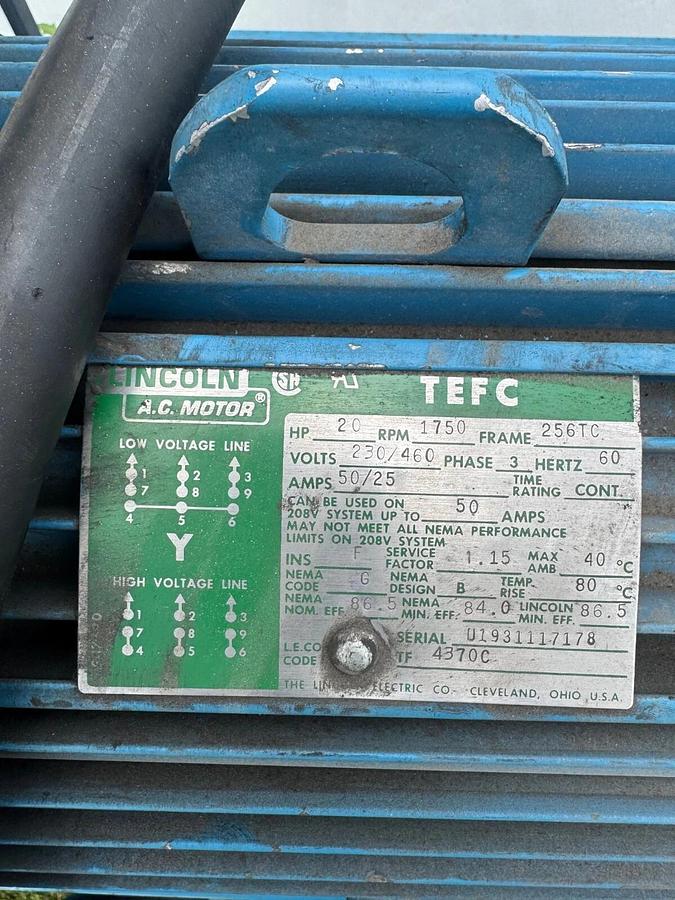 Used 20Hp Hydraulic Power Pack, Nachi VDC-3B-1A3-E20 Vane Pump, 85 Gal Tank