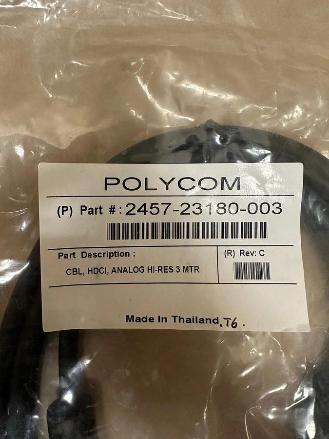 Used POLYCOM 2457-23180-003 CBL,HDCI, ANALOG HI-RES 3 MTR *NEW*