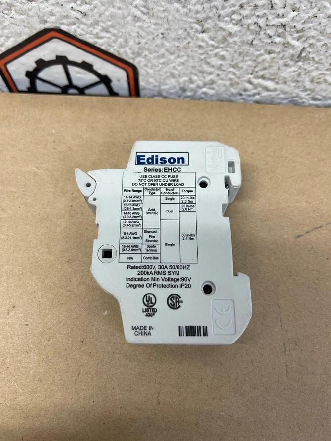 Used Edison Series EHCC Fuse Holder, 600 V, 30 A, 50/60 Hz - Lot of 2