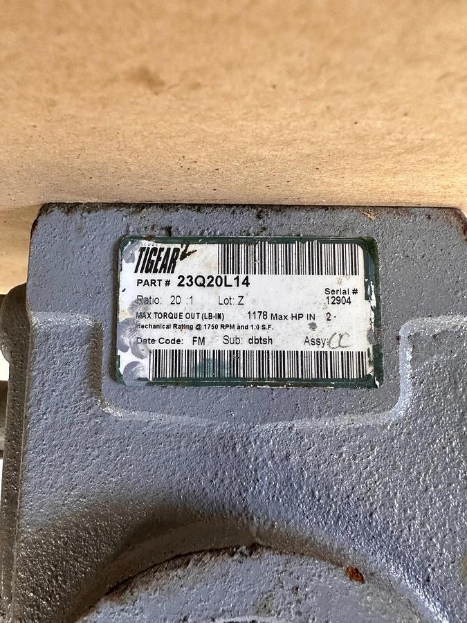 Used Dodge 23Q20L14 Tigear2, 20:1 Ratio Gear Reducer