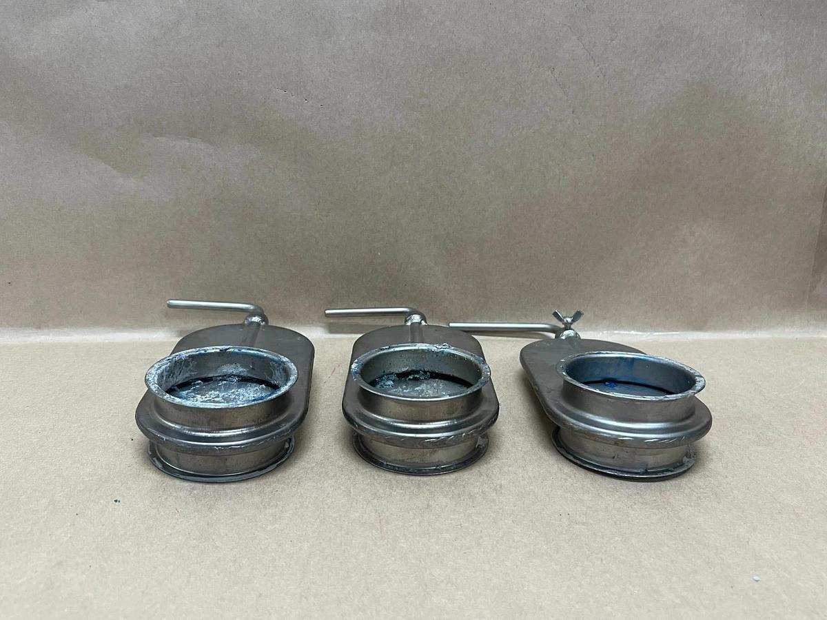 Used Ruwac 3-3 Stainless Steel 3" Slide Gate Valve w/ Handle - Lot of 3