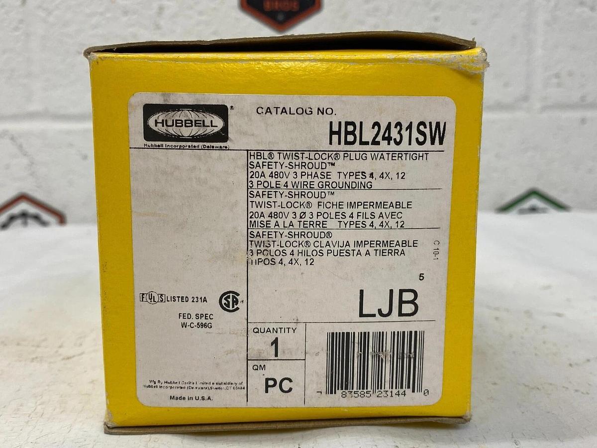 Used Hubbell HBL2431SW HBL Twist-Lock Plug Watertight Safety-Shroud