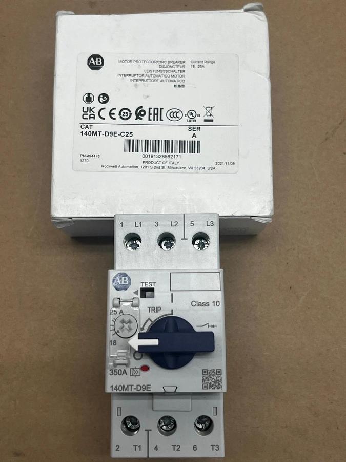 Used Allen Bradley 140MT-D9E-C25 Ser A Motor Protector/Circuit Breaker