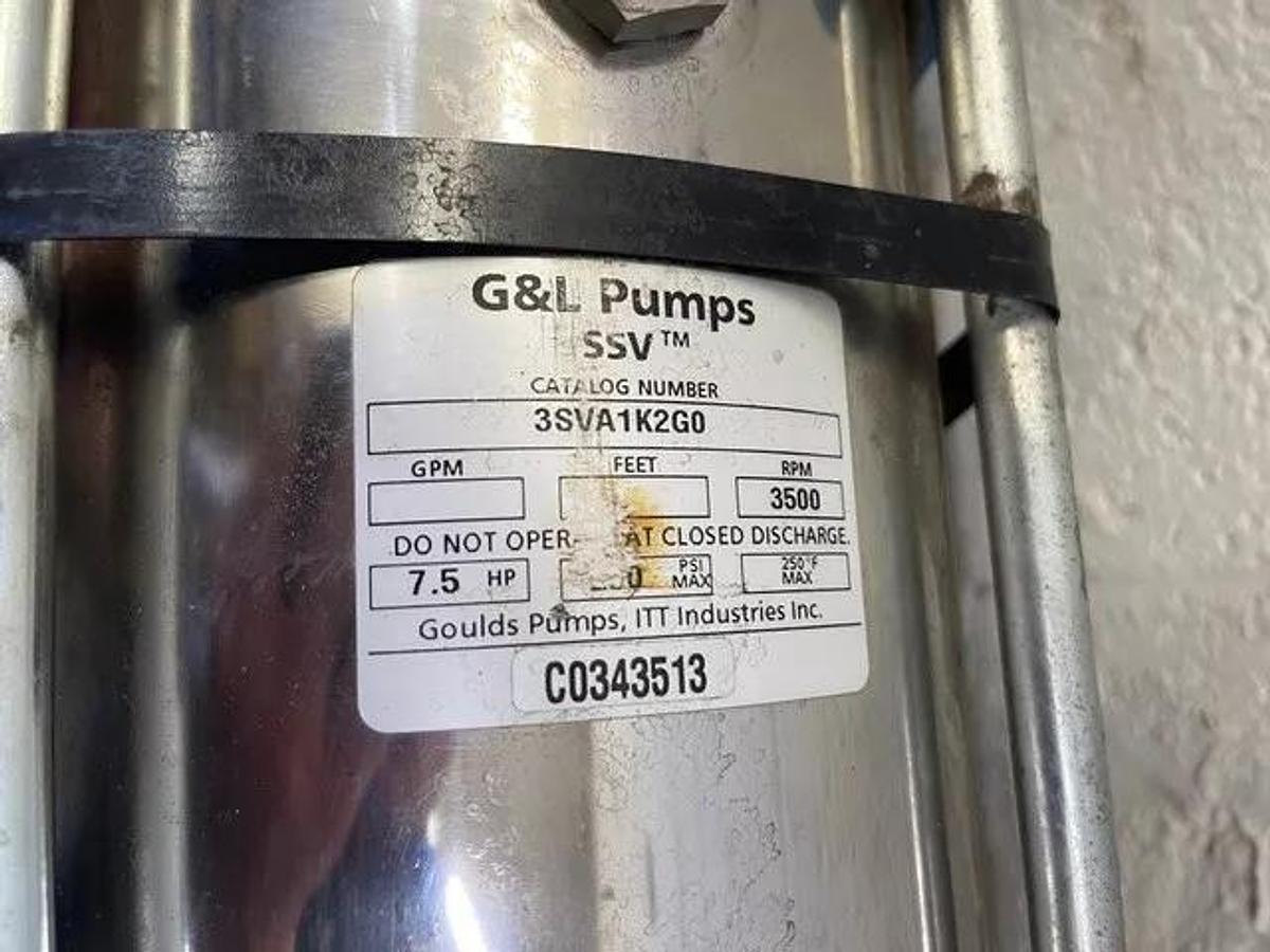 Used Goulds Pump 3SVA1K2GO SS Vertical Multi-Stage Pump w/ Baldor 7.5HP 3450RPM Motor