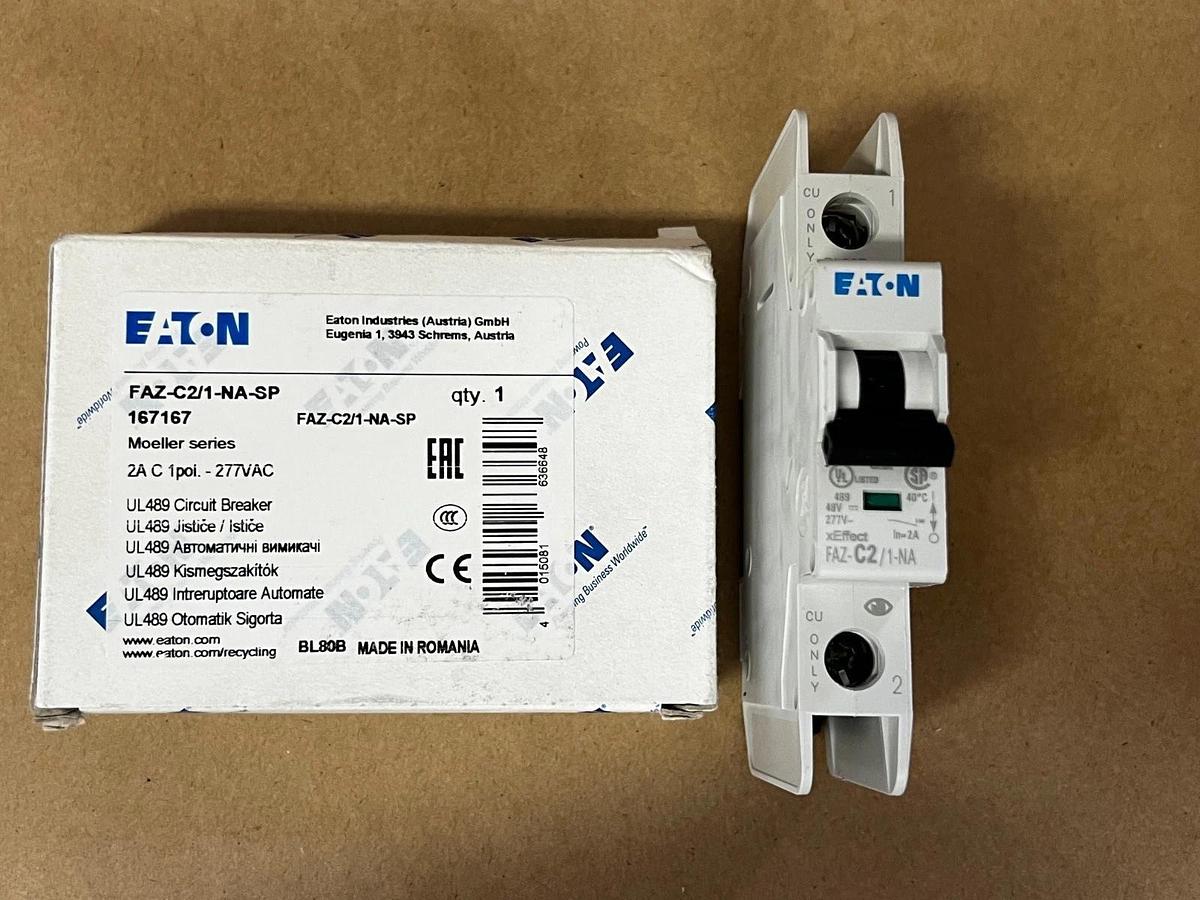 Used Eaton FAZ-C2/1-NA-SP Circuit Breaker 2A, 1 Pole 277VAC
