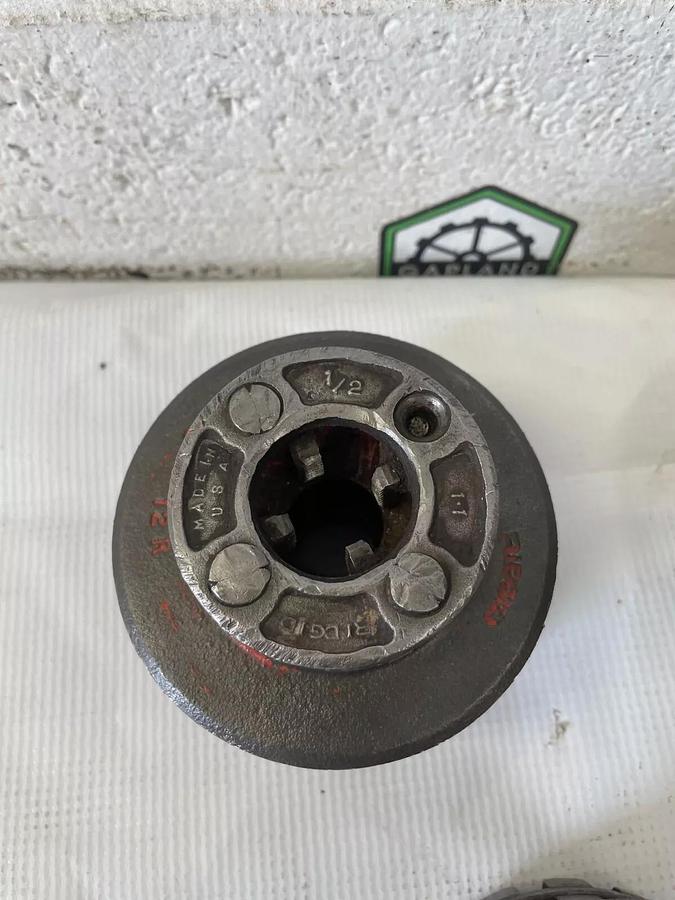 Used Ridgid Exposed Rachet Threader Set 17 Pieces, Ratchet Threader & Strap Wrench