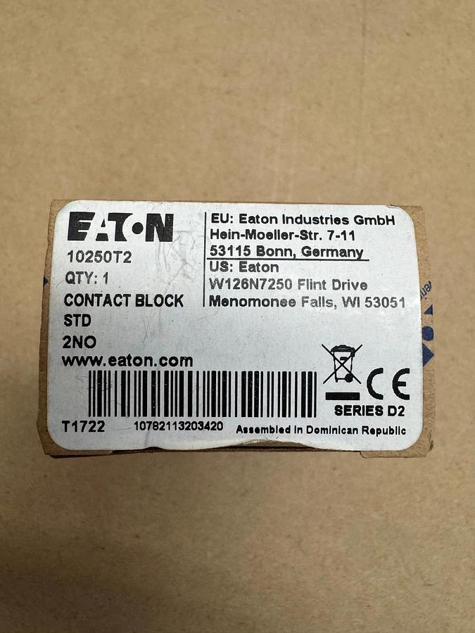 Eaton 10250T2 Contact Block, STD, 2NO *NEW*