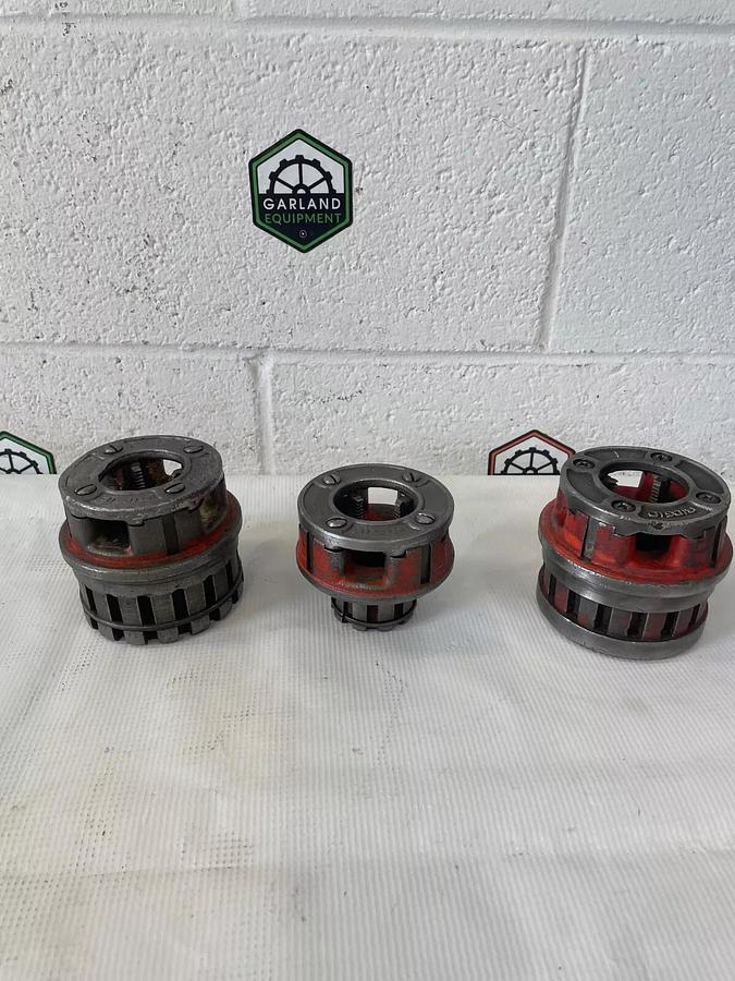 Used Ridgid Exposed Rachet Threader Set 17 Pieces, Ratchet Threader & Strap Wrench