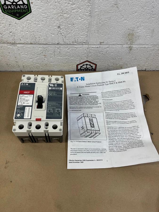 Eaton HMCP025D0 Motor Circuit Protector, Series C, 25A, 600VAC/250VDC, 3 Pole