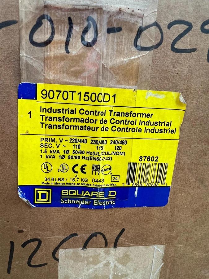 Square D 9070T1500D1 Industrial Control Transformer