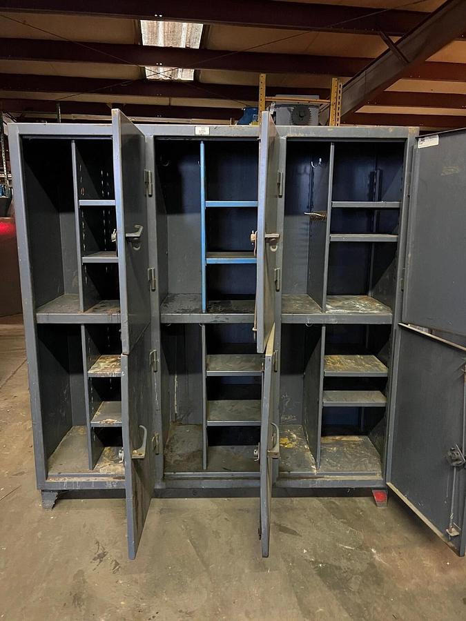 Used StrongHold 66-24-2TPGL Extreme Duty 12 Gauge Double Tier Locker, 6 Components