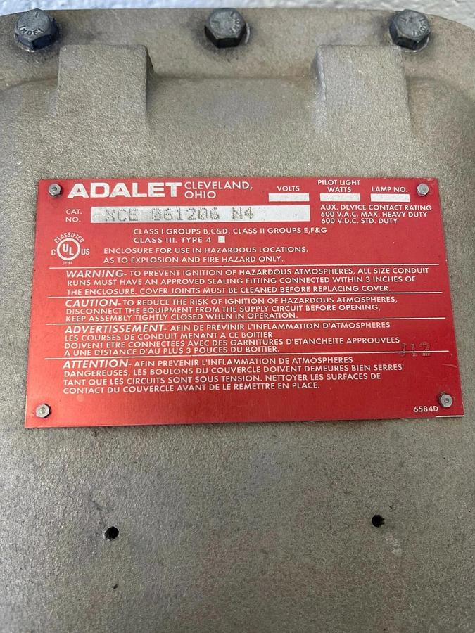Used Adalet XCE 061206 N4 Explosion Proof Control Enclosure
