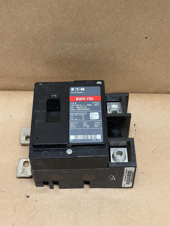 Used Eaton BWH 25K 175A, 2-Pole Circuit Breaker