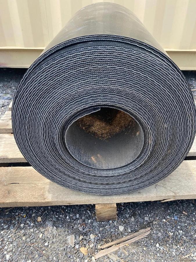 Used Conveyor Belt 24” Width VIS Grid Top, Poly/Nylon, 2 Ply, 110' Long .125 Gauge